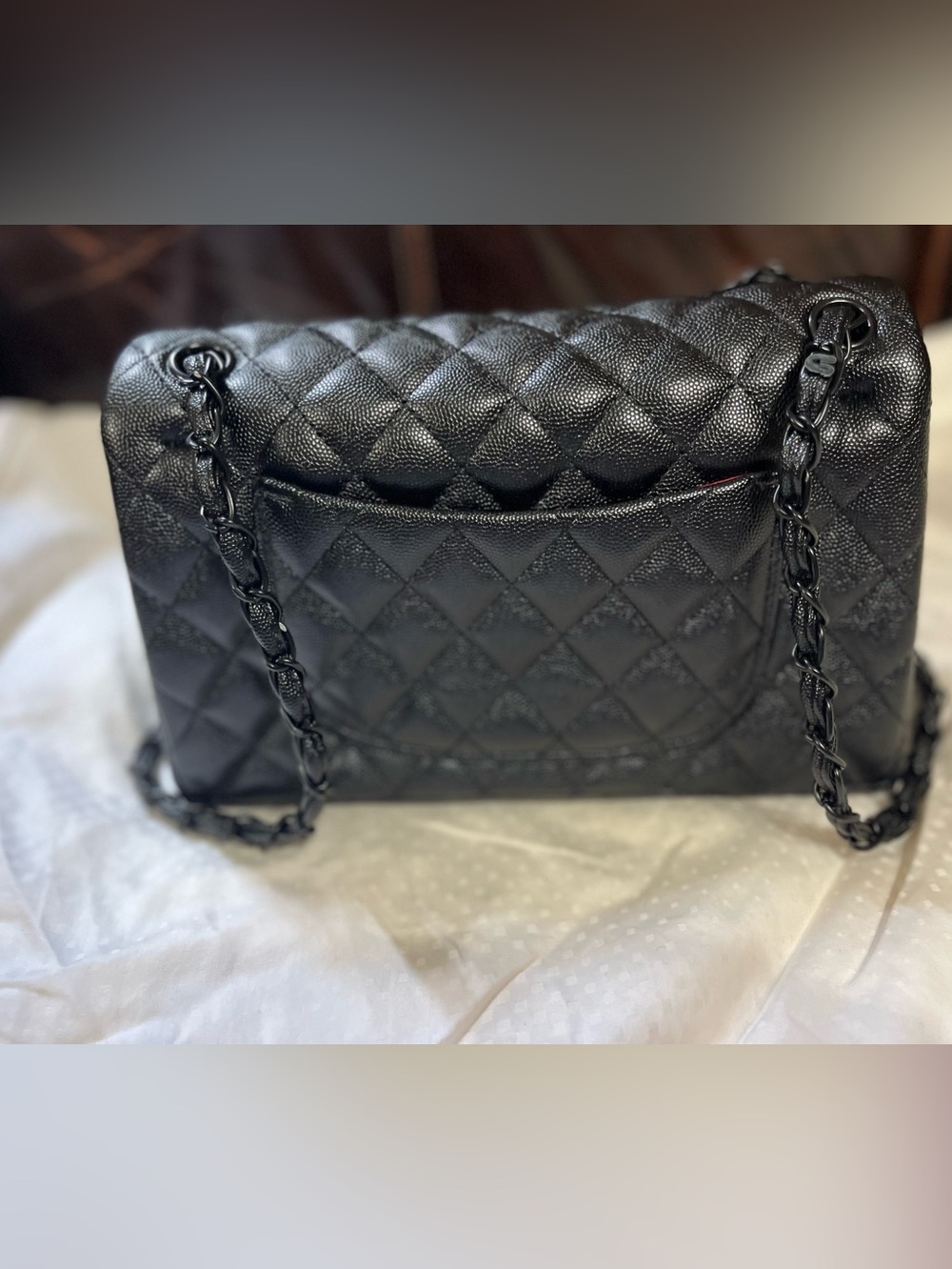 ChaneI Black On Black Classic Signature Black Out Logo Flap Bag - Picture 8 of 11